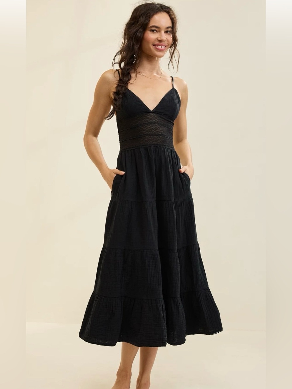 Aerie Lace Mix Midaxi Dress Size M - NWT